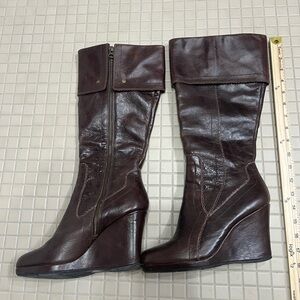 RSVP Wedge Boots Wm 9 Chocolate Brown whimsy goth EUC